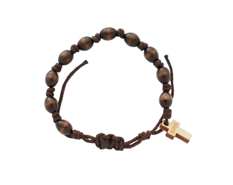 Różaniec 10 wiązana bez makram brązowy