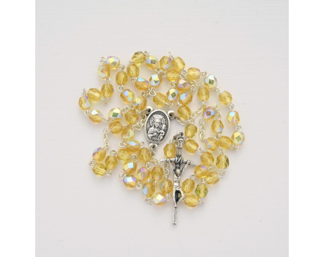 Różaniec kryształkowy jasnożółty opalizowany