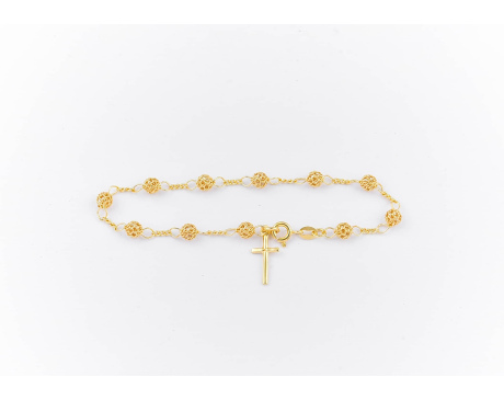 Srebrna Bransoletka Pozłacana z Krzyżykiem