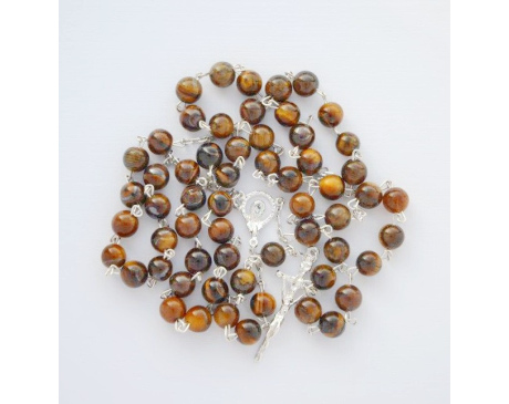 Różaniec Srebrny Tygrysie Oko