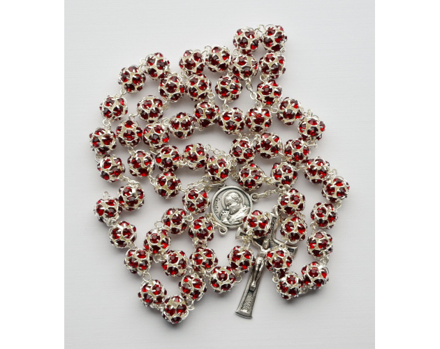 Różaniec z Kryształu Svarowskiego czerwony