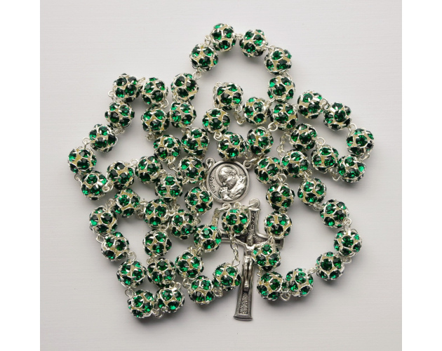 Różaniec z Kryształu Svarowskiego Zielony