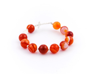 Różaniec Bransoletka srebrna AGAT POMARAŃCZOWY