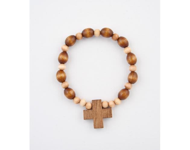 Różaniec Bransoletka Drewniana Dwukolorowa