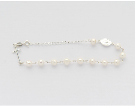 Różaniec bransoletka srebrna 10 Perła