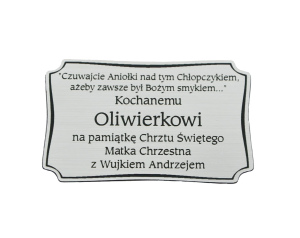 Plakietka grawerowana nr 16 srebrna