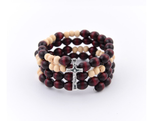 Różaniec Bransoletka Cała Drewno Bordo