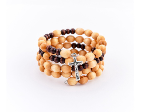 Różaniec Bransoletka Cała Drewno Jasna