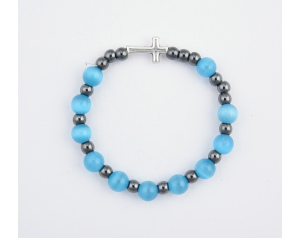 Różaniec Bransoletka Kocie Oko Niebieski