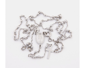 Różaniec Srebrny Rodowany Rozpinany