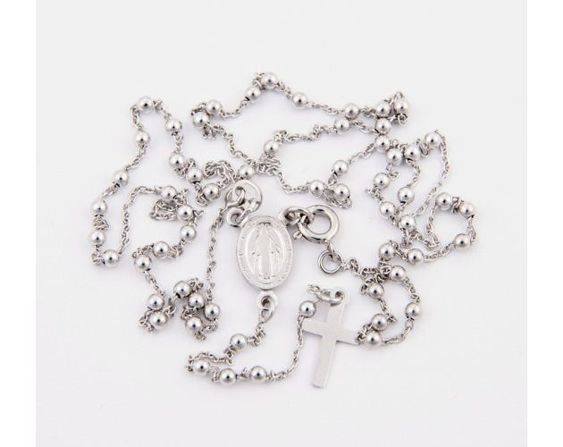 Różaniec Srebrny Rodowany Rozpinany
