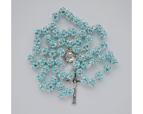 Różaniec z Kryształu Svarowskiego Aqua