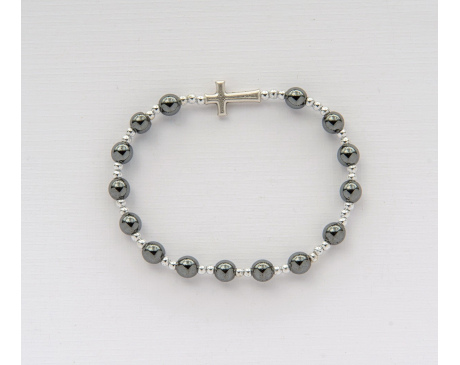 Różaniec 10 bransoletka hematyt KULKA 6 mm