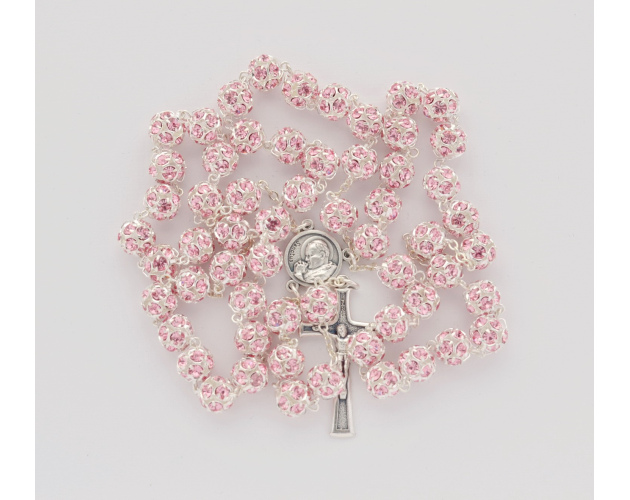 Różaniec z Kryształu Svarowskiego różowy