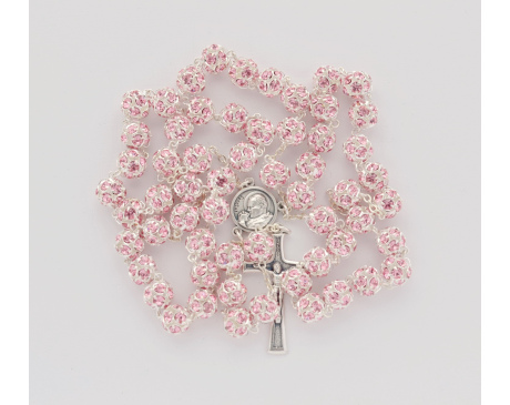 Różaniec z Kryształu Svarowskiego różowy