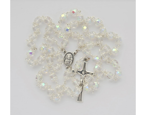 Różaniec Kryształkowy Okuwany Przezroczysty