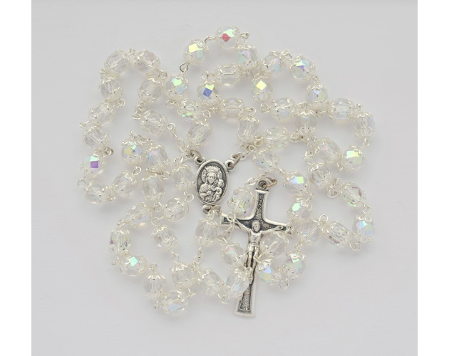 Różaniec Kryształkowy Okuwany Przezroczysty