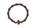 Różaniec Bransoletka Drewno Jezus bordowa