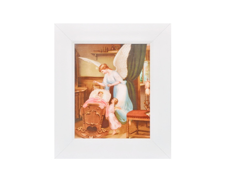 Obrazek Anioł nad kołyską biała rama