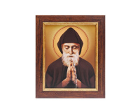 Obraz św. Charbel w ramie z paskiem