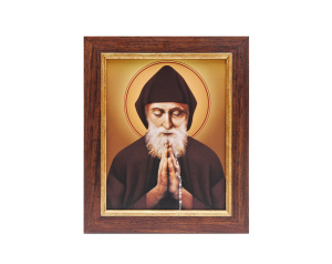 Obraz św. Charbel w ramie z paskiem