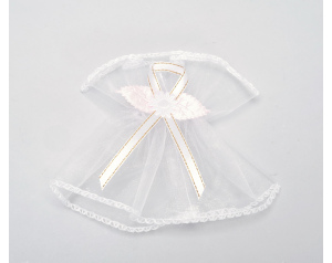 Ozdoba z Tiulu Na Świece Do Chrztu Biała