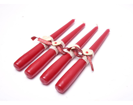 Świece stołowe bordowe serce zestaw ozdobny 4 szt