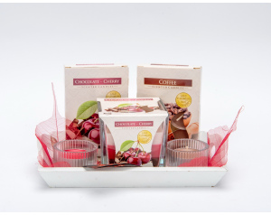 Zestaw Prezentowy ze Świecami Czekolada - Wiśnia - Kawa