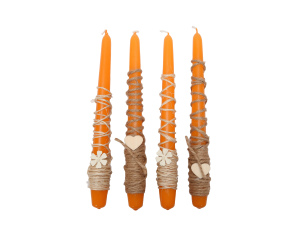 Świeca stołowa pomarańczowa zestaw ozdobny