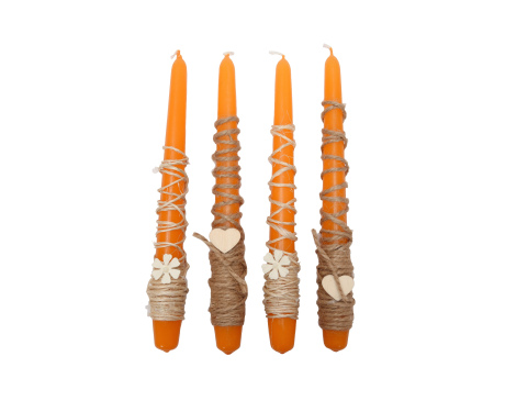 Świeca stołowa pomarańczowa zestaw ozdobny