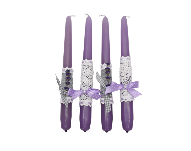 Świeca stołowa lawenda zestaw ozdobny