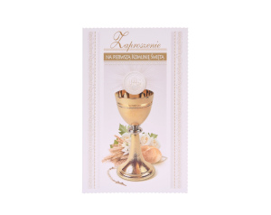 Zaproszenia na Pierwszą Komunię Świętą, złote