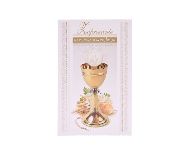 Zaproszenia na Pierwszą Komunię Świętą, złote