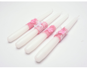 Świeca stołowa biała zestaw ozdobny