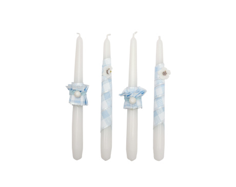 Świeca stołowa biała zestaw ozdobny wzór 2