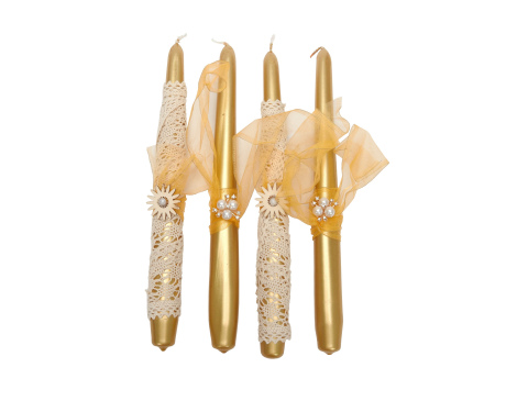 Świeca stołowa złota zestaw ozdobny