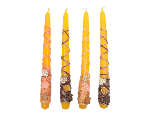 Świeca stołowa żółta zestaw ozdobny