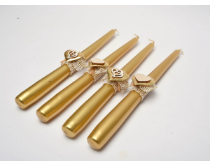 Świece stołowe złote serca zestaw ozdobny 4 szt