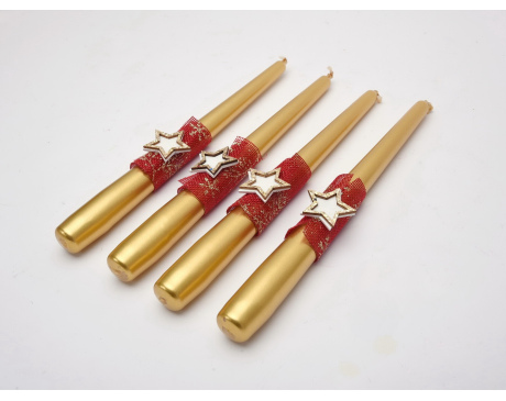 Świece stołowe złote gwiazdki zestaw ozdobny