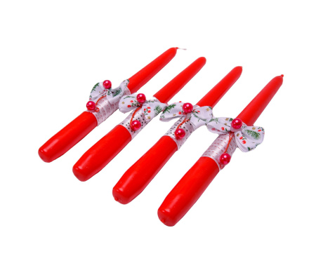 Świece stołowe czerwone zestaw ozdobny 4 szt