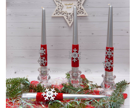 Świece stołowe srebrne zestaw