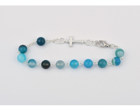 Różaniec Bransoletka z Kamienia Agat Niebieski