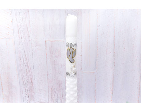 Świeca Chrzest Biała gołąbek