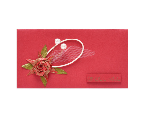 Koperta Ślubna Ozdobna Czerwona z Życzeniami
