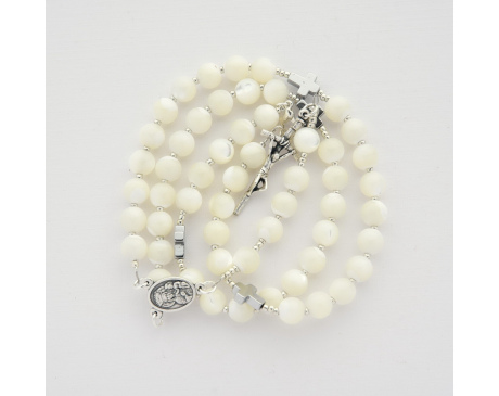 Różaniec Na Szyję z Kamieni Masa Perłowa