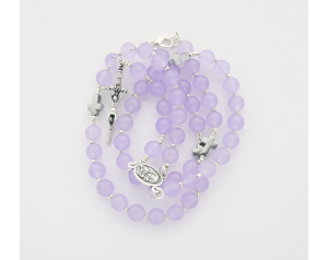 Różaniec Na Szyję z Kamieni Marmurek Fuksjowy