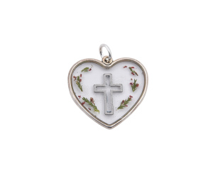 Medalion  Serce z Krzyżem Przezroczysty z Żywicy