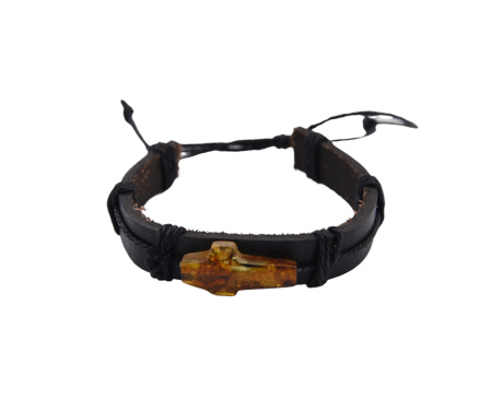 Bransoletka Czarna Krzyż Bursztyn