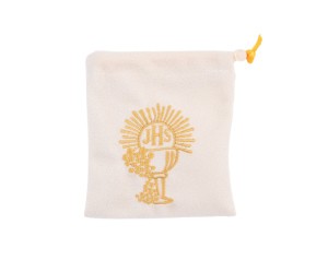 Etui Na Różaniec Materiałowe Kremowe Komunijne