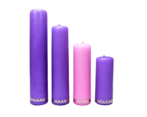 Świece Adwentowe Komplet Stopniowane z Różową Świecą